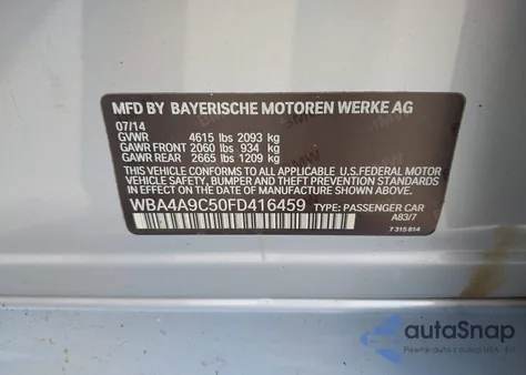 2015 BMW 428 Gran Coupe from USA, damaged, VIN WBA4A9C50FD416459